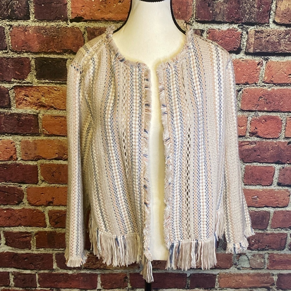 Nic + Zoe DASHING Days Boho Fringe Open Front Jacket Size - Picture 4 of 14